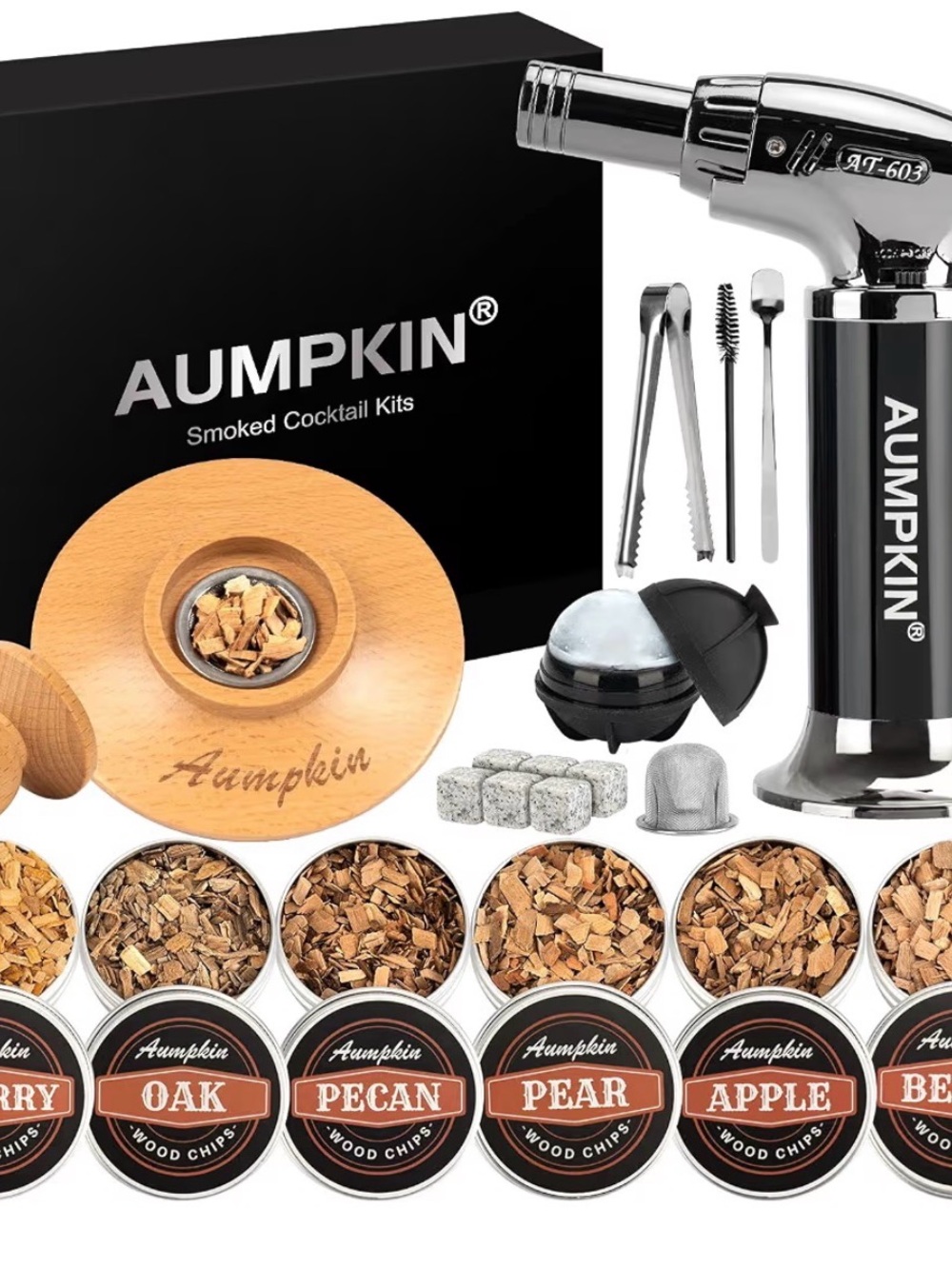 Cocktail Bourbon, Whiskey Smoker Infuser Kit with Torch